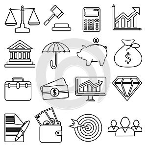 Business finance money line icons set