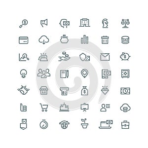 Business, finance, planning, analytics, banking, affiliate marketing vector line icons set