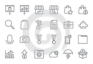 Business and finance related icon set. Set of thin line icons.  stroke.  thin line icons related to Management,