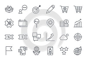 Business and finance related icon set. Set of thin line icons.  stroke.  thin line icons related to Management,