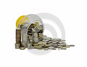 Business finance. save money for investment concept money in the bowl isolated on a white background and this picture have