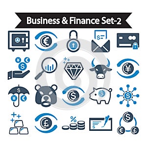 Business & Finance set -2 icon blue series vector illustration