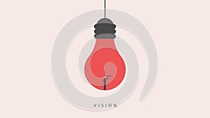 Business finance. Successful vision concept with  icon of businessman and telescope, Symbol leadership, strategy, mission,