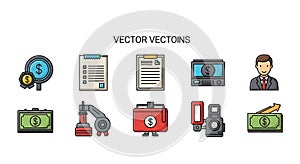 Business, Finance and Technology Vector Icon Set