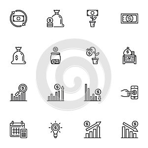 Business and finance vector icons set