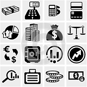 Business & Finance vector icons set on gray.