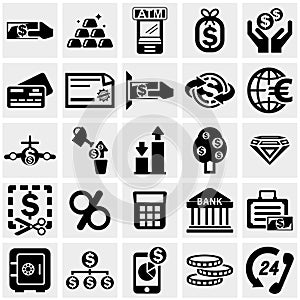 Business & Finance vector icons set on gray