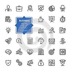 Business and finance web icon set - outline icon collection, vector