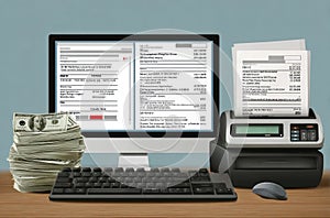 Financial Paperwork: An AI-Generated Desk Scene