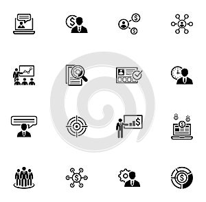 Business and Finances Icons Set. Flat Design