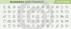 Business and finances line icons collection. Corporate growth, market investment strategy.