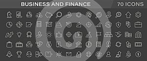 Business and finances line icons collection. Corporate growth, market investment strategy.