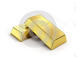 Business financial banking concept: set of gold ingots isolated