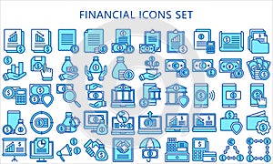 Business and financial blue color icons set