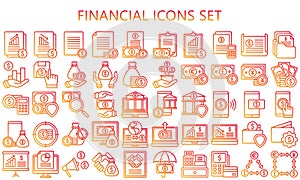 Business and financial gradient outline icons set