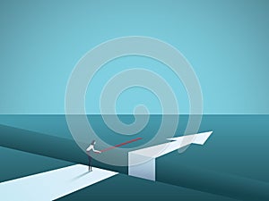Business finding solution vector concept with woman building bridge. Symbol of creativity, technology, overcoming photo