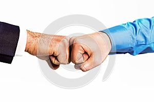 Business fist bump isolated on white background