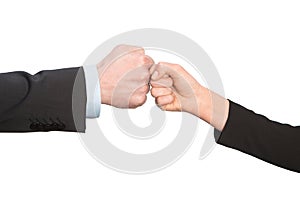 Business fist bump isolated on white background