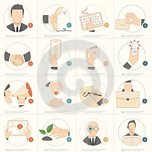 Business flat concept icons for web design and business templates