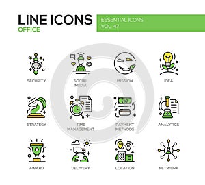 Business - flat design line icons set