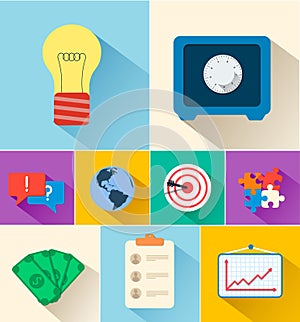 Business flat icons for infographic. Vector