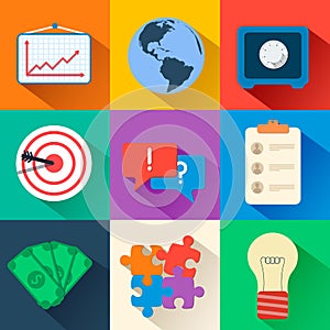 Business flat icons for infographic. Vector