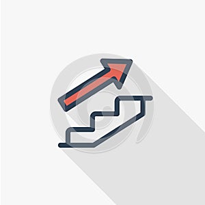 Business flat line Icon of Career Path. Growth Advancement Vector Illustration.