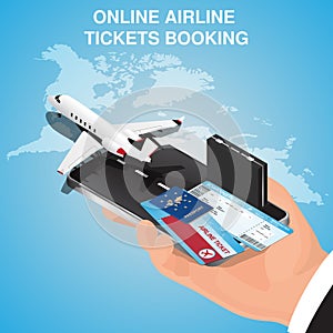 Business flights conception. Airline tickets online. Buying or booking Airline tickets.