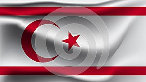 Turkish Republic of Northern Cyprus flag waving with the wind  3D illustration wave flag