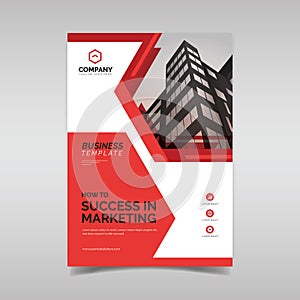 Business flyer template with red geometric shapes