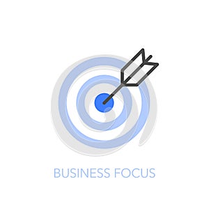 Business focus symbol with target and arrow in the center