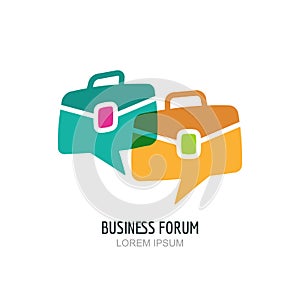 Business forum logo or label design. Blog or chat portfolio color icon.