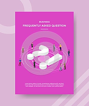 business frequently asked question people standing around question exclamation mark around for template flyer and print banner
