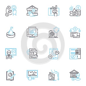 Business funding linear icons set. Finance, Capital, Investment, Loans, Funding, Credit, Cashflow line vector and