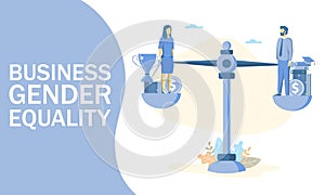 Business gender equality vector concept web banner, website page