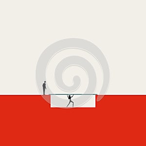 Business gender inequality vector concept. Symbol of discrimination, exploitation. Minimal illustration. photo
