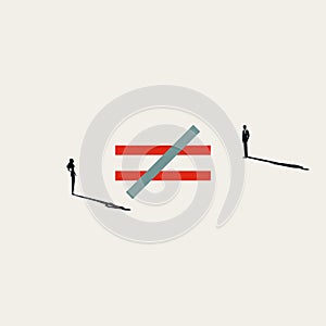 Business gender inequality vector concept. Symbol of unfair treatment, discrimination. Minimal illustration.