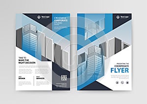 Business geometric vector template for Brochure, Flyer with Blue Color.