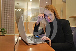 Business girl at the computer