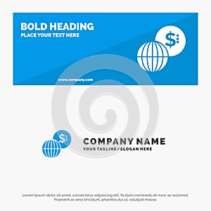 Business, Global, Markets, Modern SOlid Icon Website Banner and Business Logo Template