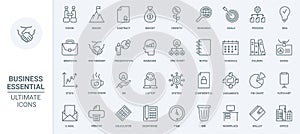 Business, goal management thin line icons set, confidential documents, office process