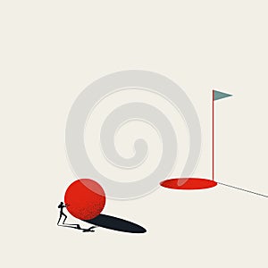 Business goal and objective achievement vector concept. Symbol of success, motivation, hard work. Minimal illustration