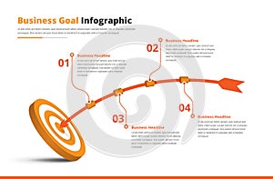 Business goal and strategy presentation circular target infographic template with arrow