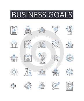 Business goals line icons collection. Financial targets, Corporate objectives, Entrepreneurial pursuits, Commercial