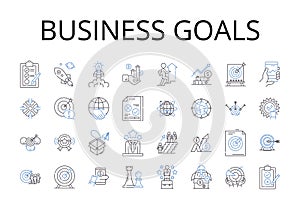 Business goals line icons collection. Financial targets, Corporate objectives, Entrepreneurial pursuits, Commercial