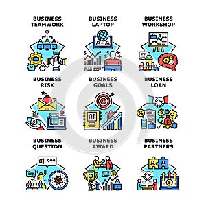 Business Goals Set Icons Vector Illustrations