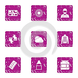 Business gps icons set, grunge style