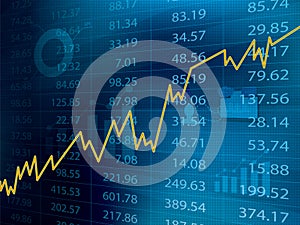 Business graph with arrow showing profits and gains on the stock exchange