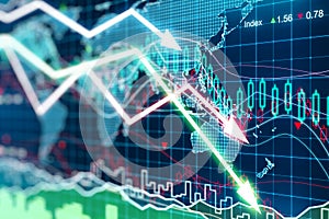 Business graph with arrows tending downwards