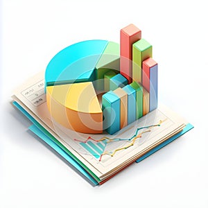 Business graph and chart on the white background. 3d rendering.